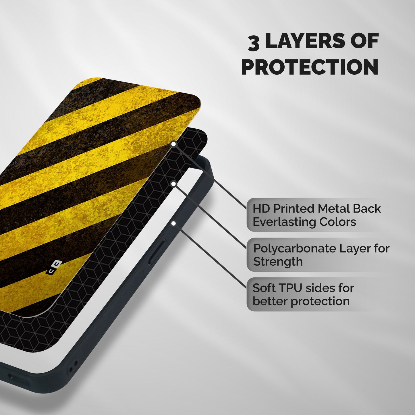 Diagonal Road Pattern Shockproof Hybrid Protection (Metal + TPU) Back Case Cover