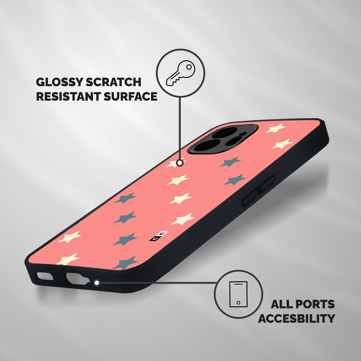 Diagonal Stars Shockproof Hybrid Protection (Metal + TPU) Back Case Cover