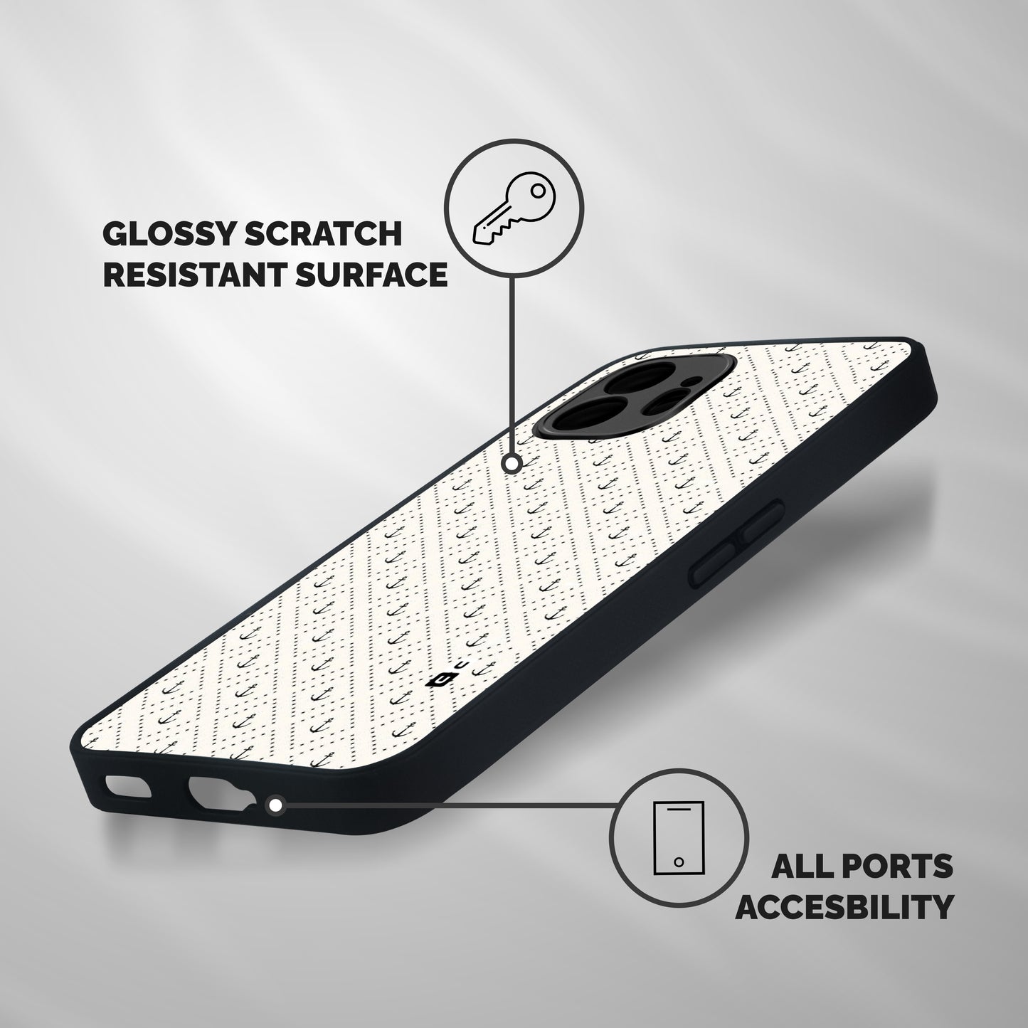 Diamond Anchor Design Shockproof Hybrid Protection (Metal + TPU) Back Case Cover