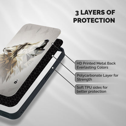 Diamond Wolf Shockproof Hybrid Protection (Metal + TPU) Back Case Cover