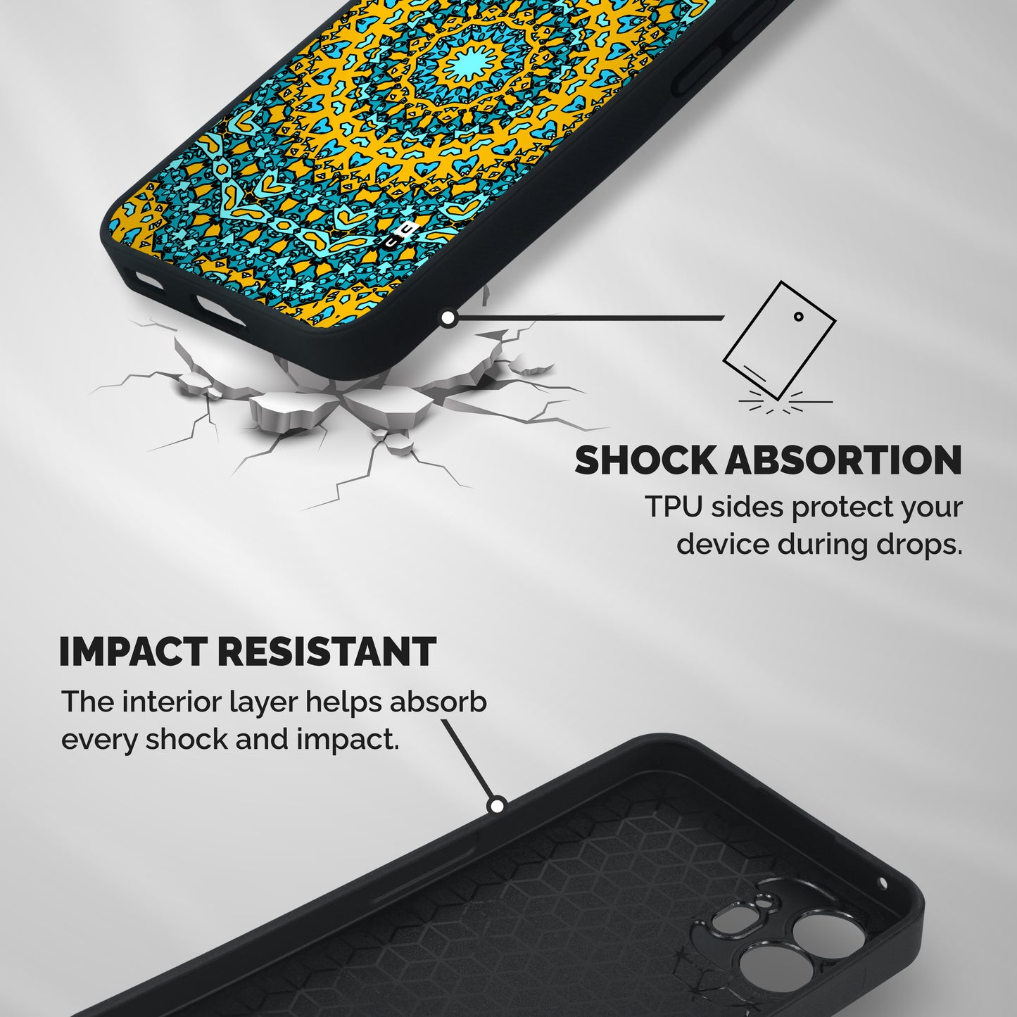 Digital Mandala Art Shockproof Hybrid Protection (Metal + TPU) Back Case Cover
