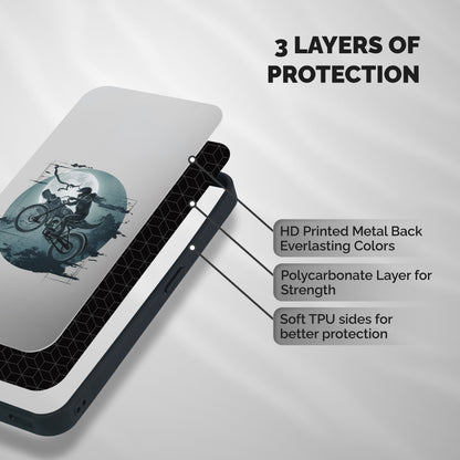 Dino Rider Shockproof Hybrid Protection (Metal + TPU) Back Case Cover