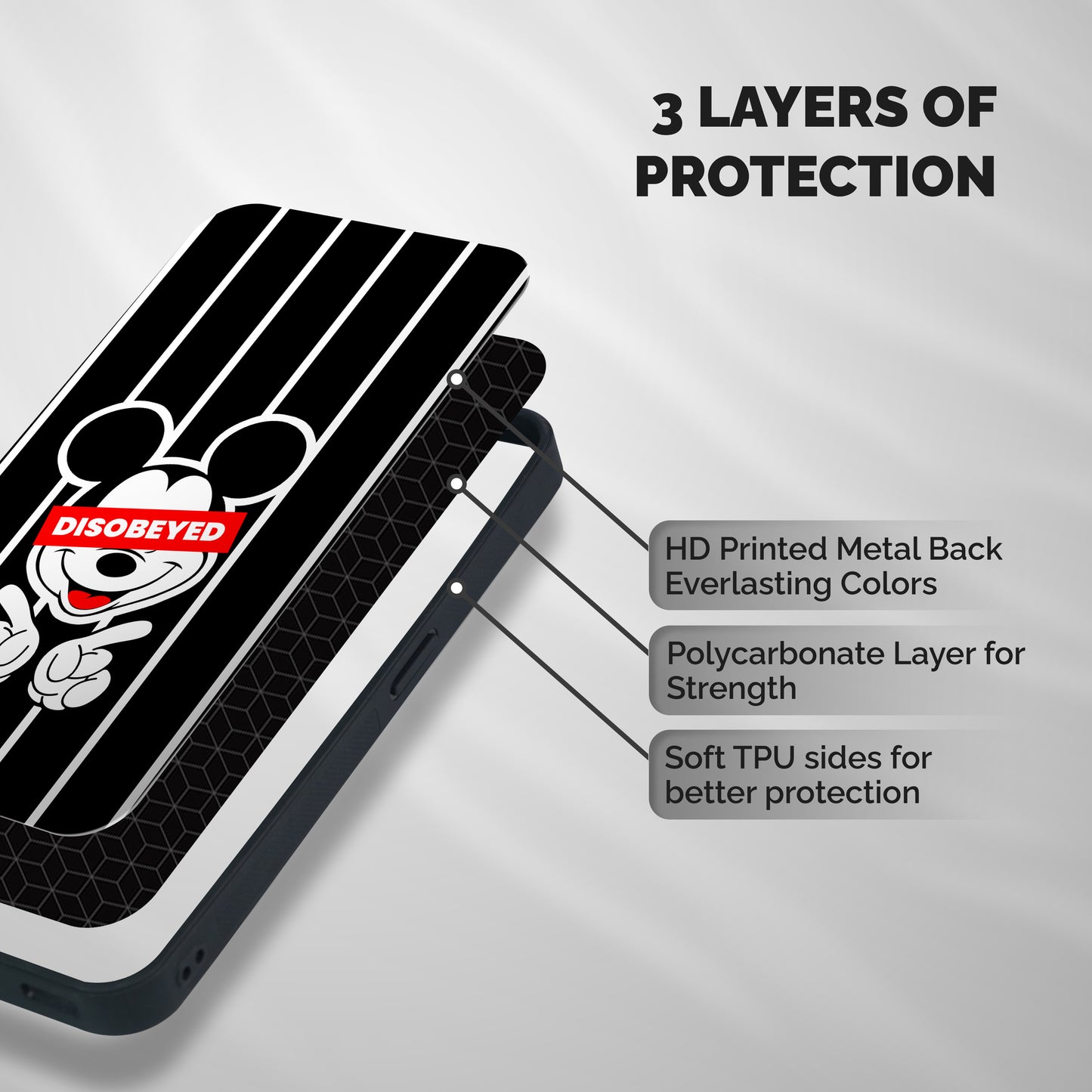 Disobeyed Micky Shockproof Hybrid Protection (Metal + TPU) Back Case Cover