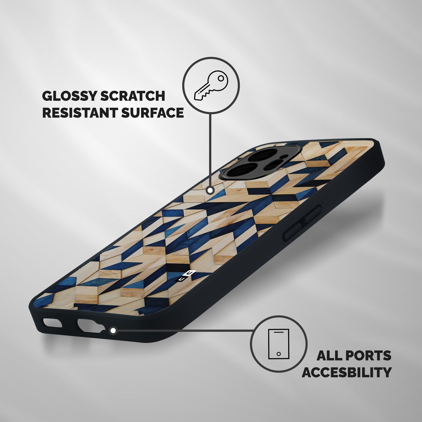 Disorted Wood Blue Shockproof Hybrid Protection (Metal + TPU) Back Case Cover