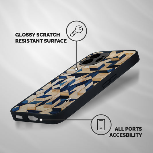 Disorted Wood Blue Shockproof Hybrid Protection (Metal + TPU) Back Case Cover