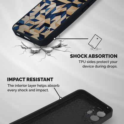 Disorted Wood Blue Shockproof Hybrid Protection (Metal + TPU) Back Case Cover