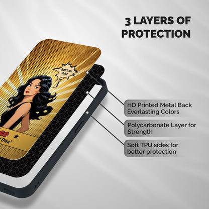 Diva Leo Shockproof Hybrid Protection (Metal + TPU) Back Case Cover