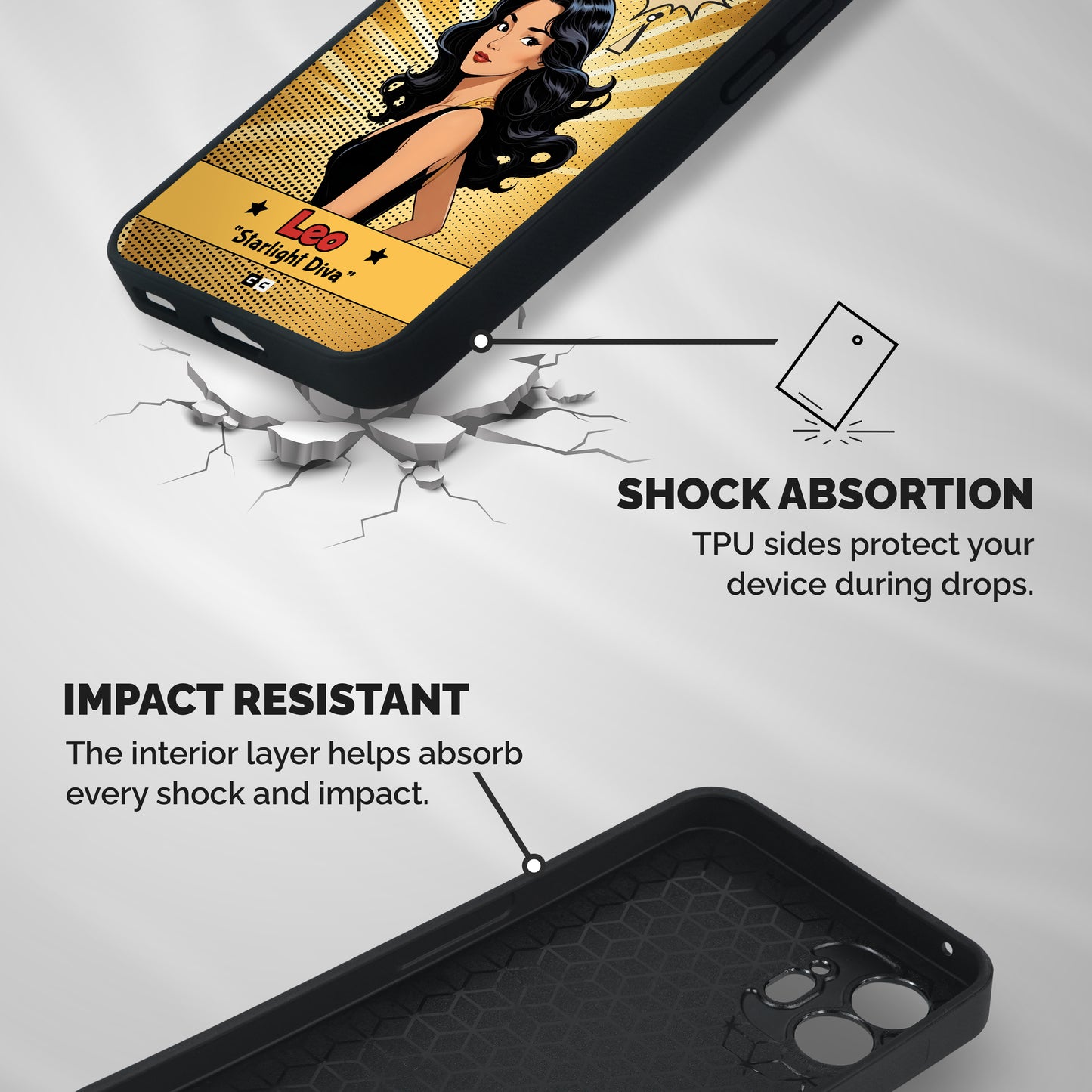 Diva Leo Shockproof Hybrid Protection (Metal + TPU) Back Case Cover