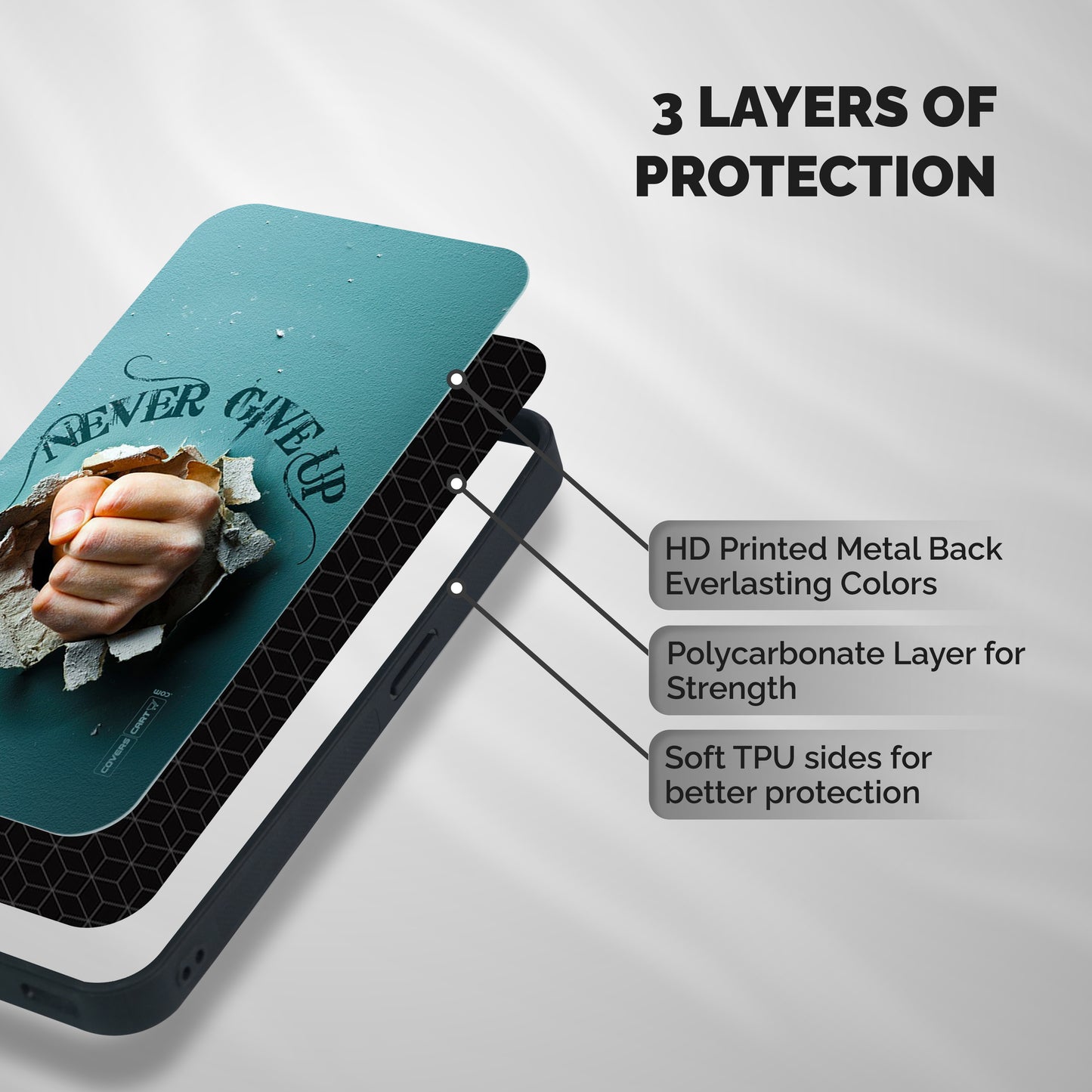 Do Not Give Up Shockproof Hybrid Protection (Metal + TPU) Back Case Cover