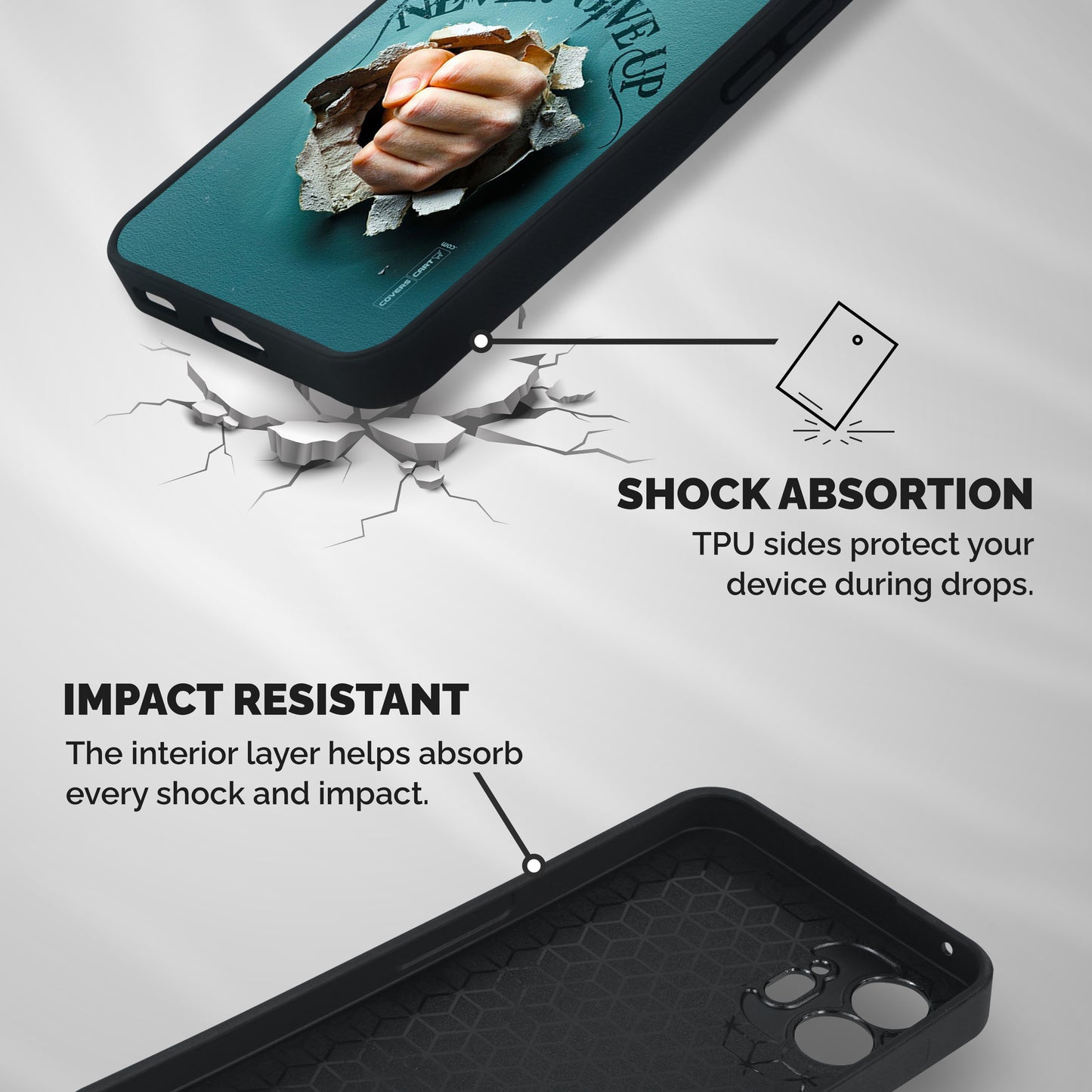 Do Not Give Up Shockproof Hybrid Protection (Metal + TPU) Back Case Cover