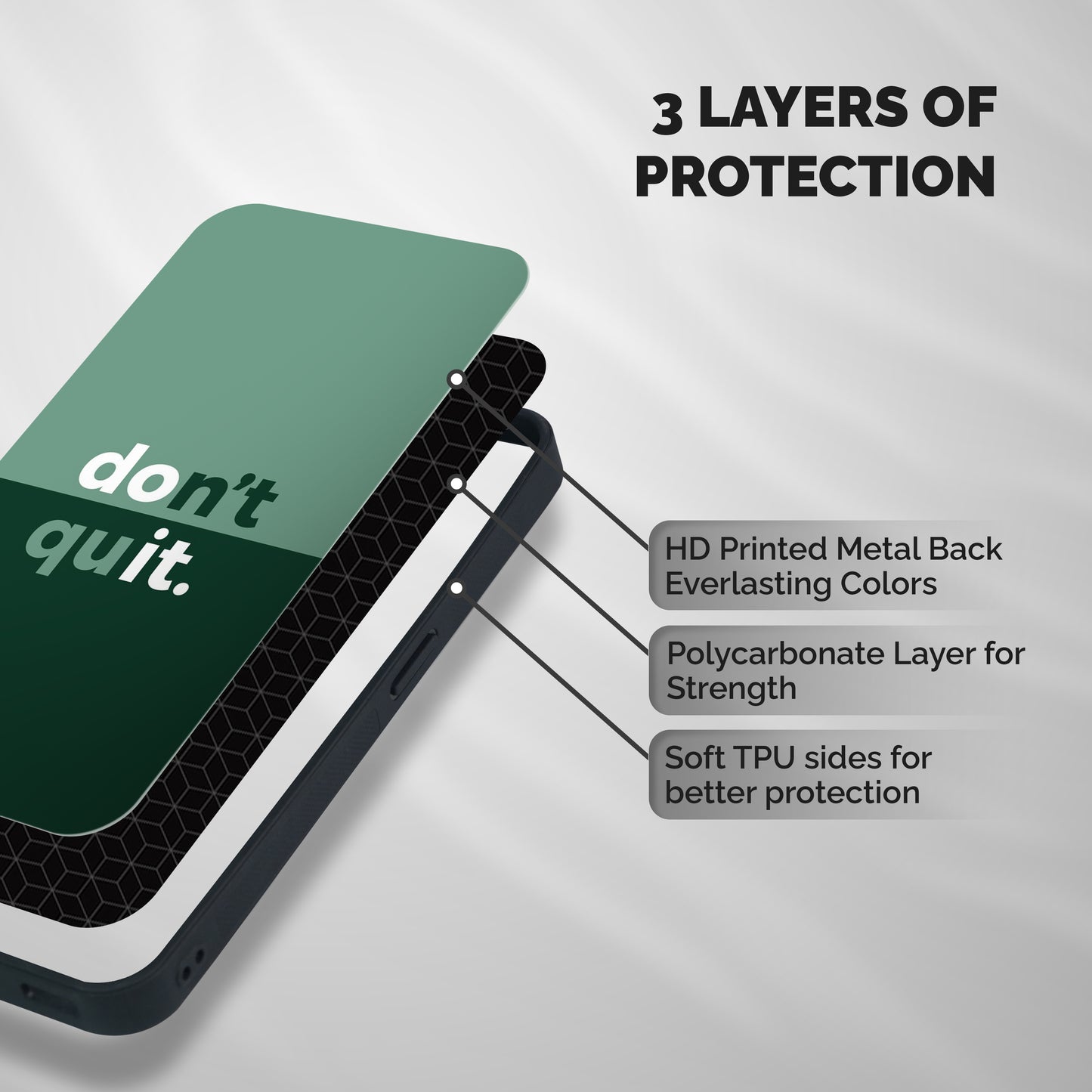 Do Not Quit Shockproof Hybrid Protection (Metal + TPU) Back Case Cover