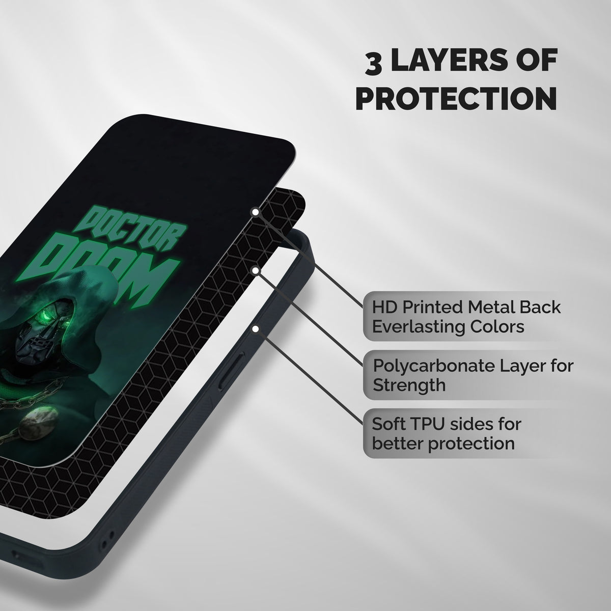 Doctor Doom Shockproof Hybrid Protection (Metal + TPU) Back Case Cover