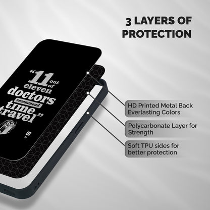 Doctors Recommend Time Travel Shockproof Hybrid Protection (Metal + TPU) Back Case Cover