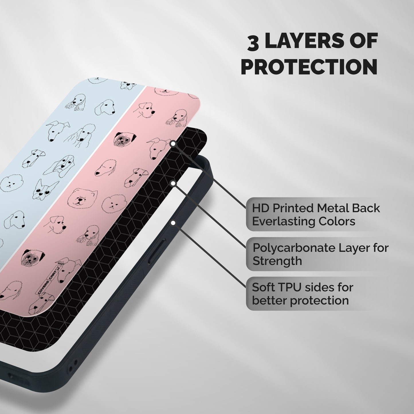 Dog Cat And Cow Shockproof Hybrid Protection (Metal + TPU) Back Case Cover