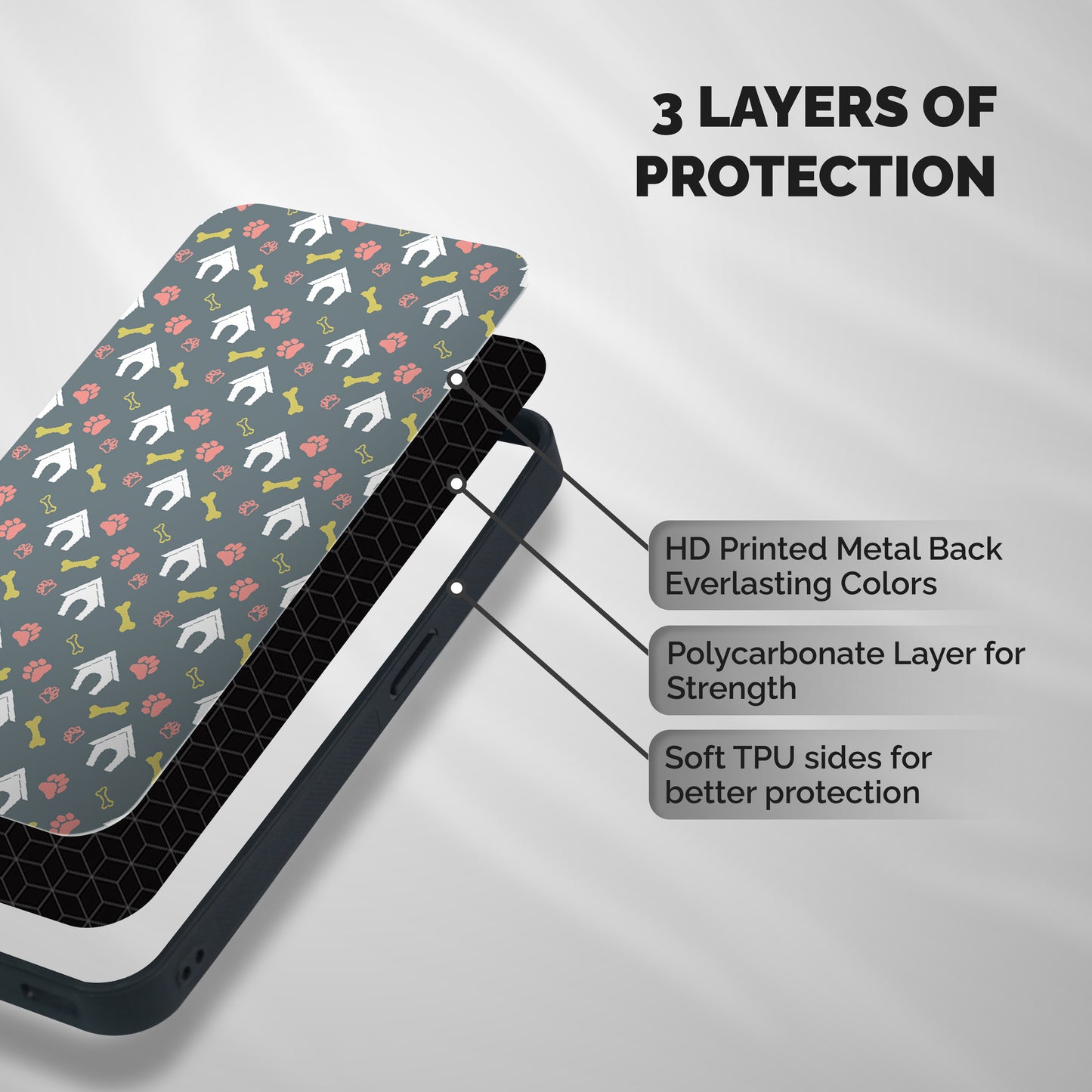 Dog Pattern Shockproof Hybrid Protection (Metal + TPU) Back Case Cover