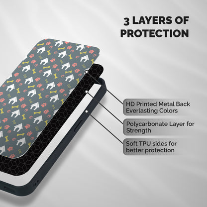 Dog Pattern Shockproof Hybrid Protection (Metal + TPU) Back Case Cover