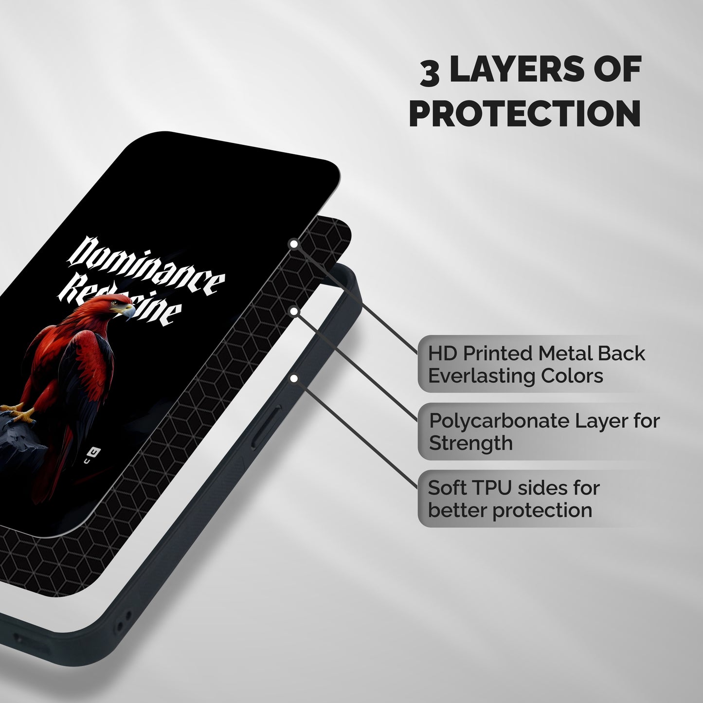 Dominance Eagle Shockproof Hybrid Protection (Metal + TPU) Back Case Cover