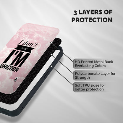 Dont Care Unicorn Shockproof Hybrid Protection (Metal + TPU) Back Case Cover