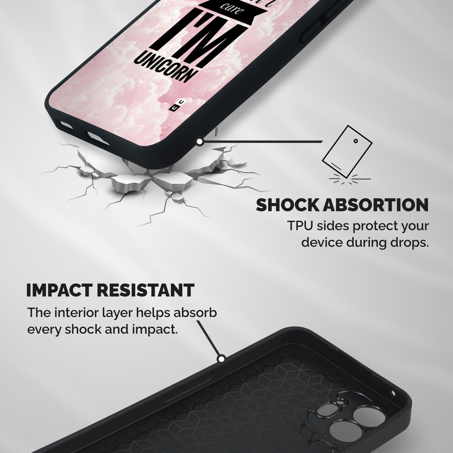 Dont Care Unicorn Shockproof Hybrid Protection (Metal + TPU) Back Case Cover