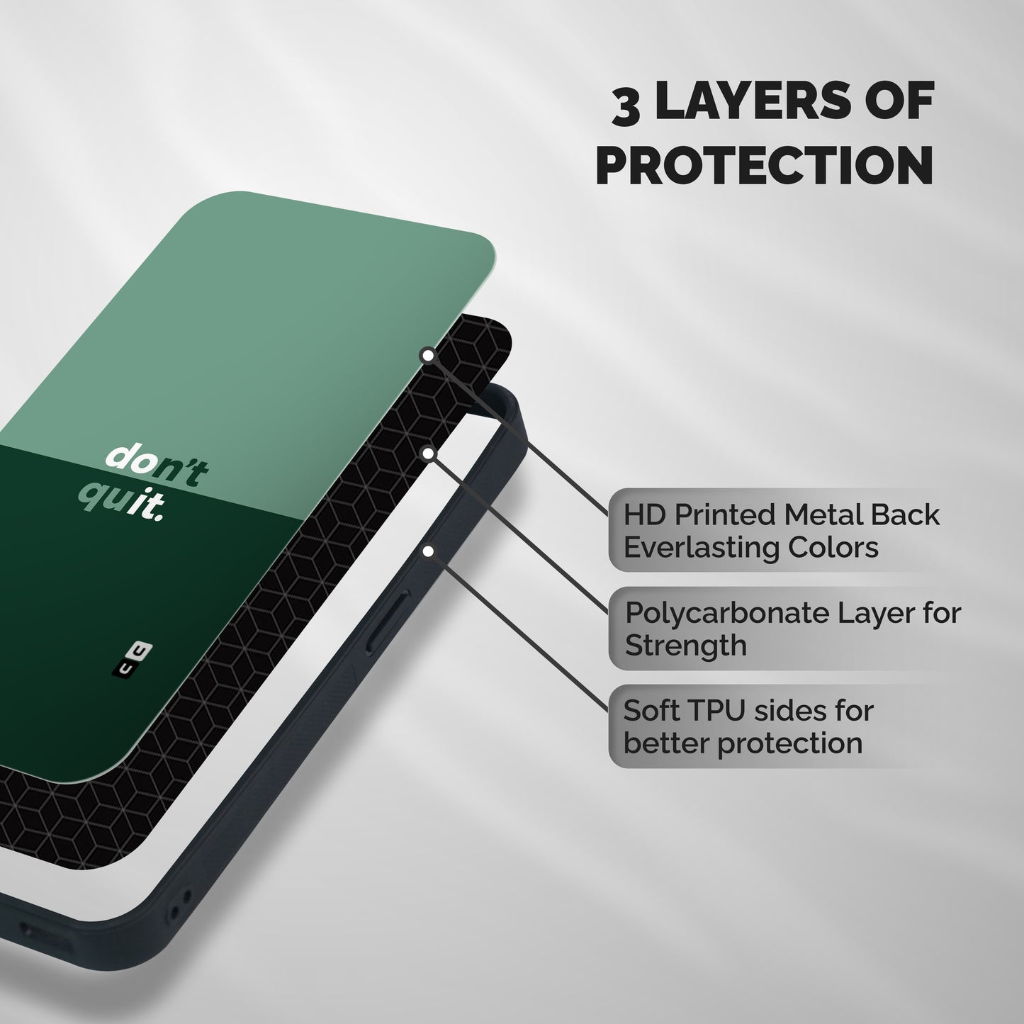 Dont Quit Do It Shockproof Hybrid Protection (Metal + TPU) Back Case Cover