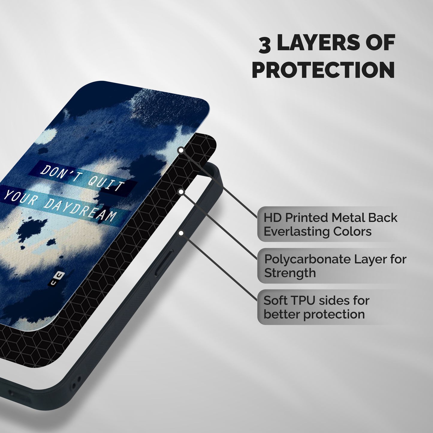 Dont Quit Shockproof Hybrid Protection (Metal + TPU) Back Case Cover