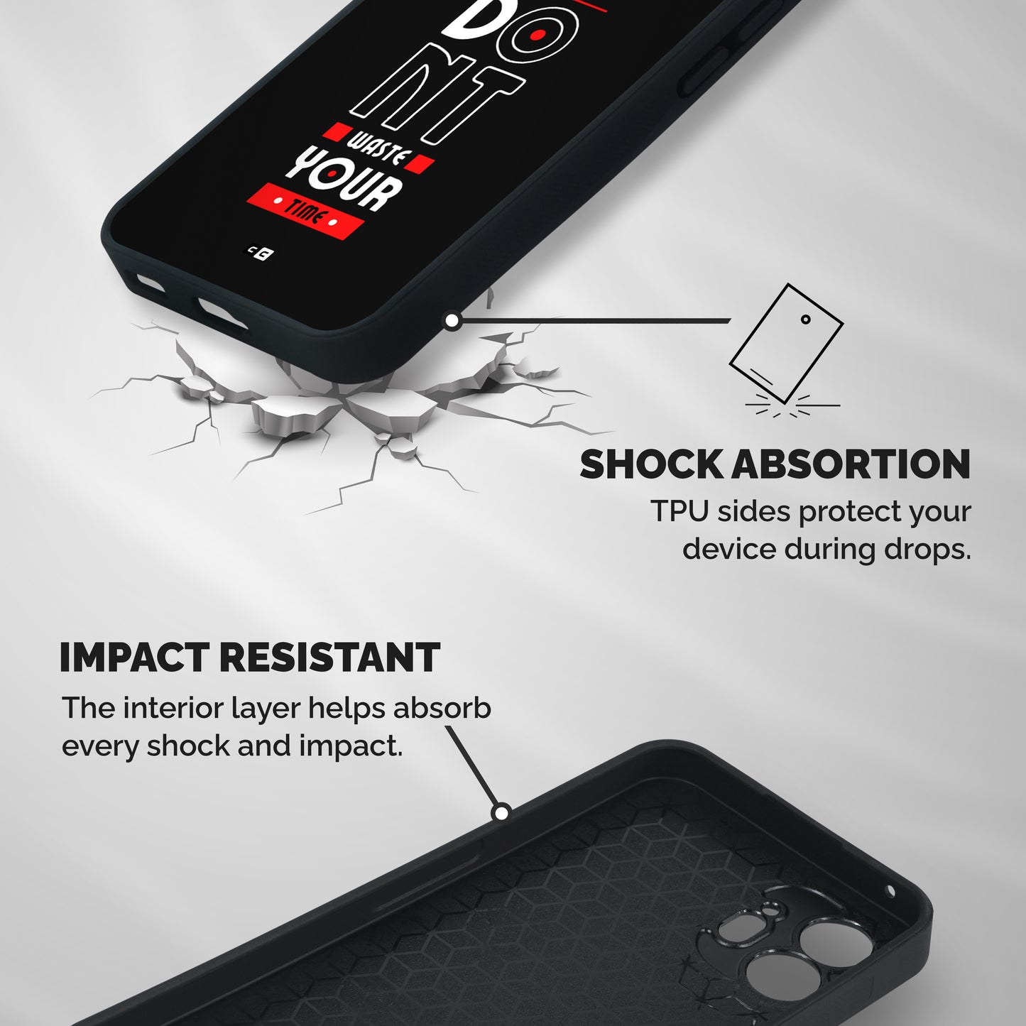 Dont Waste Time Shockproof Hybrid Protection (Metal + TPU) Back Case Cover