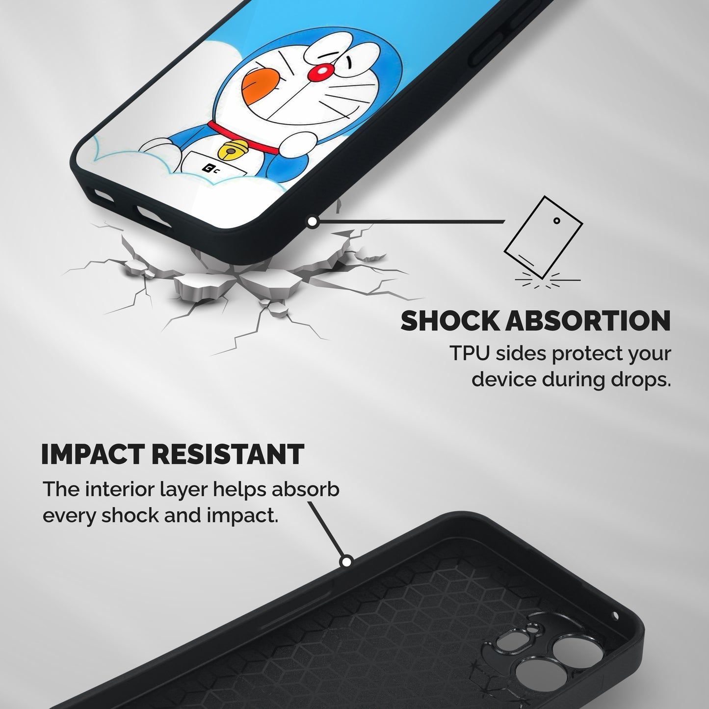 Doremon On Clouds Shockproof Hybrid Protection (Metal + TPU) Back Case Cover