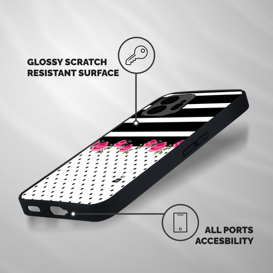 Dots Roses Stripes Shockproof Hybrid Protection (Metal + TPU) Back Case Cover