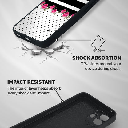 Dots Roses Stripes Shockproof Hybrid Protection (Metal + TPU) Back Case Cover