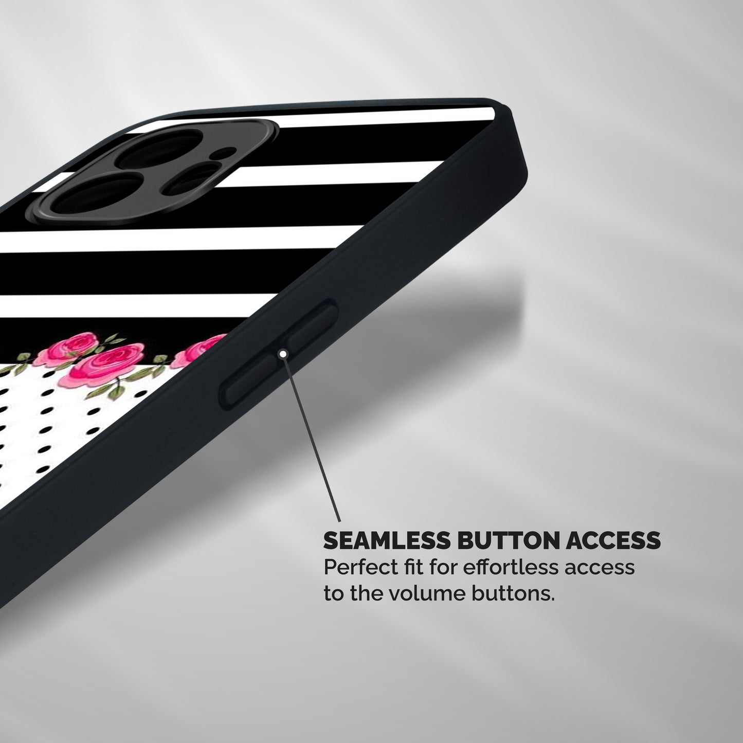 Dots Roses Stripes Shockproof Hybrid Protection (Metal + TPU) Back Case Cover