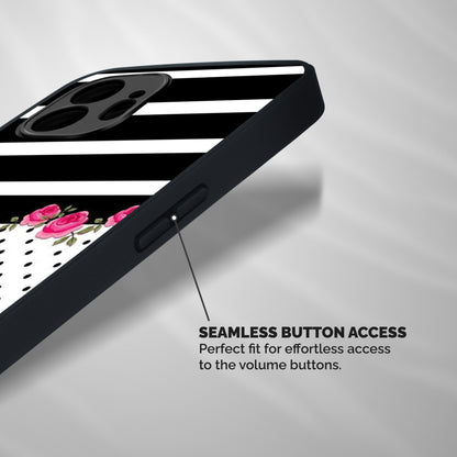 Dots Roses Stripes Shockproof Hybrid Protection (Metal + TPU) Back Case Cover