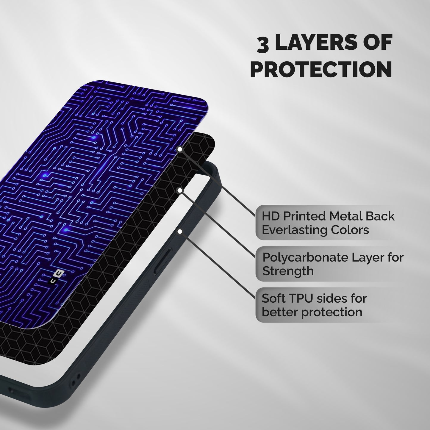 Dotting Lines Shockproof Hybrid Protection (Metal + TPU) Back Case Cover