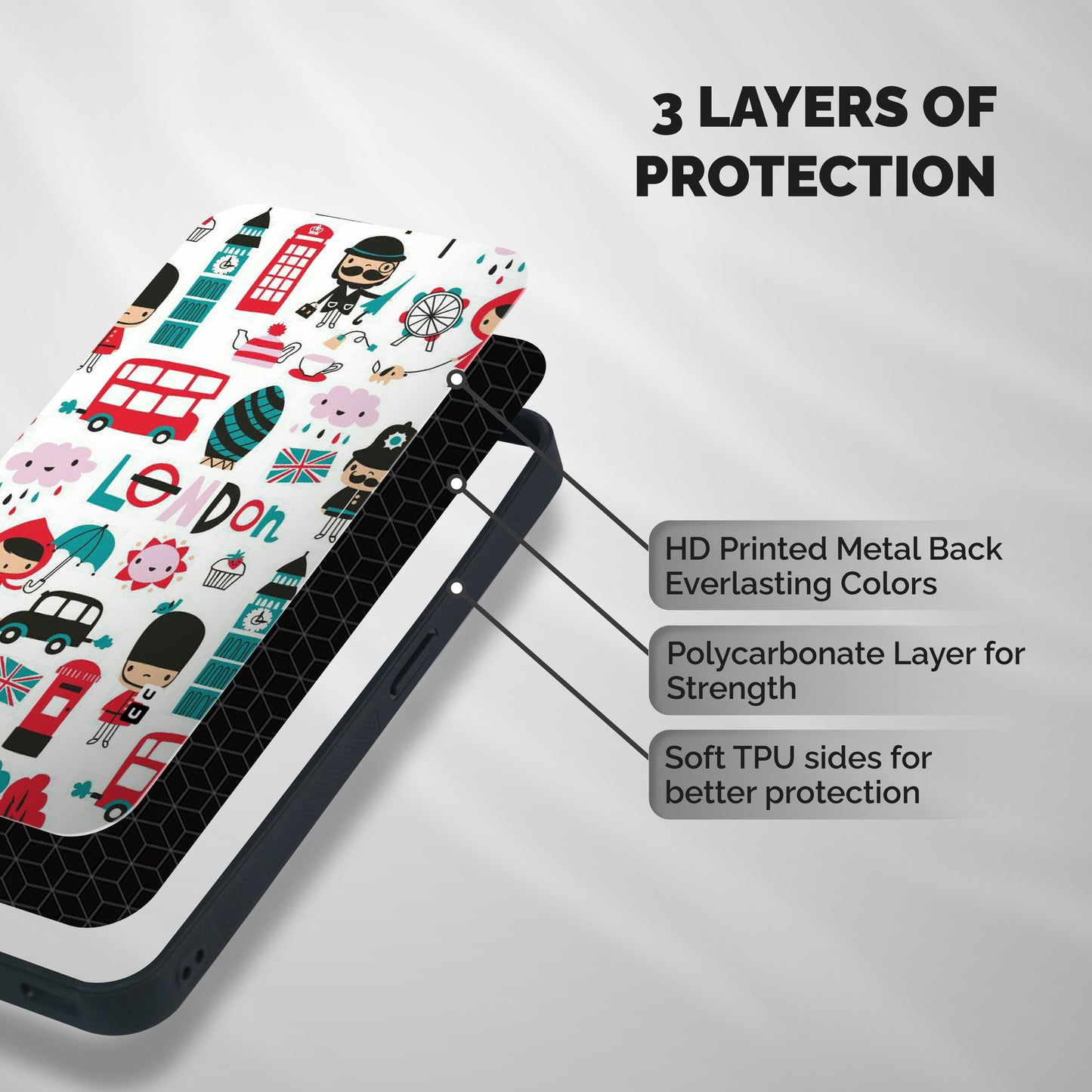 Double Decker Shockproof Hybrid Protection (Metal + TPU) Back Case Cover
