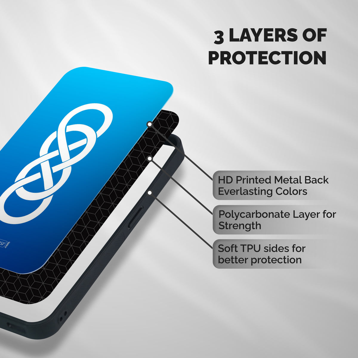 Double Infinity Blue Shockproof Hybrid Protection (Metal + TPU) Back Case Cover
