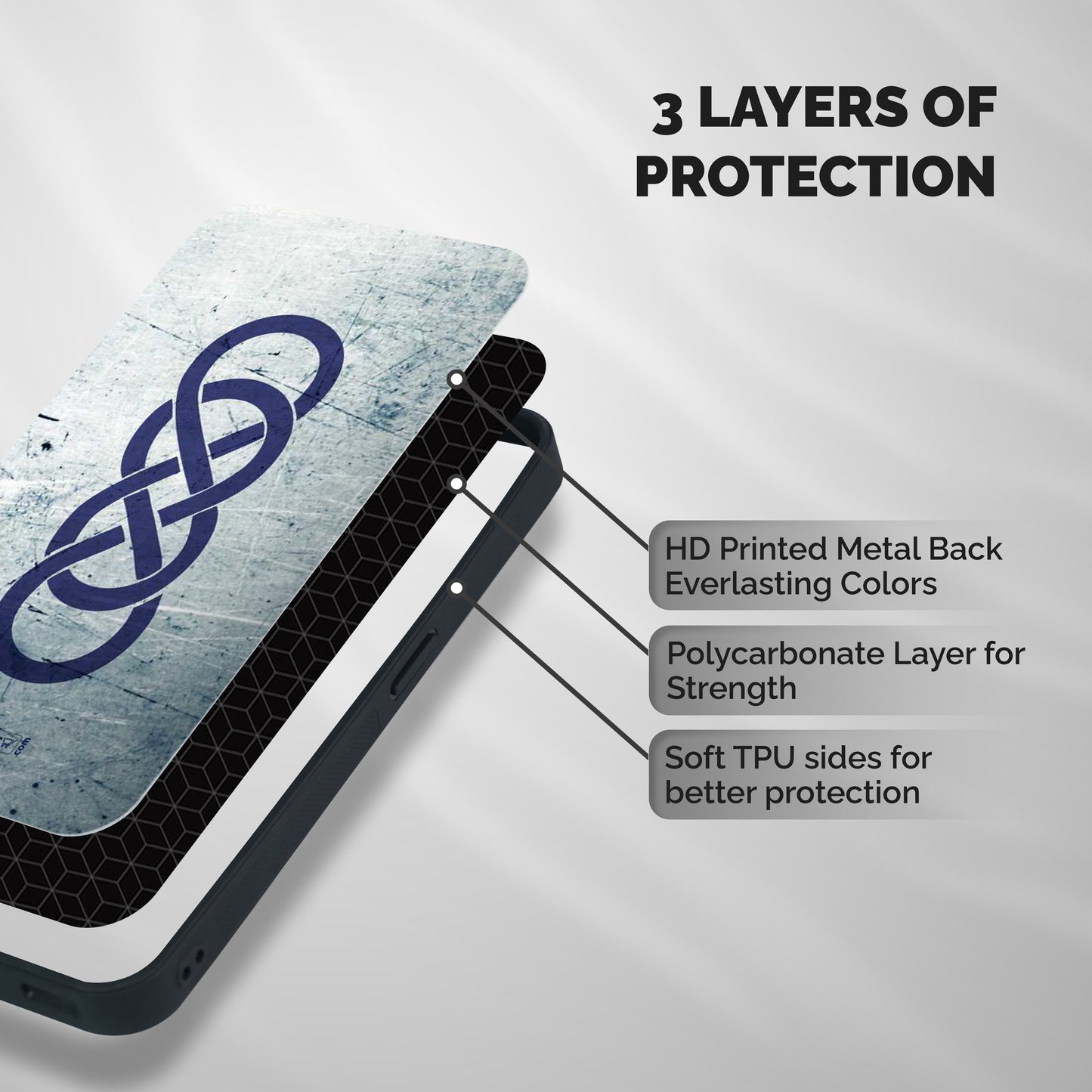 Double Infinity Rough Shockproof Hybrid Protection (Metal + TPU) Back Case Cover