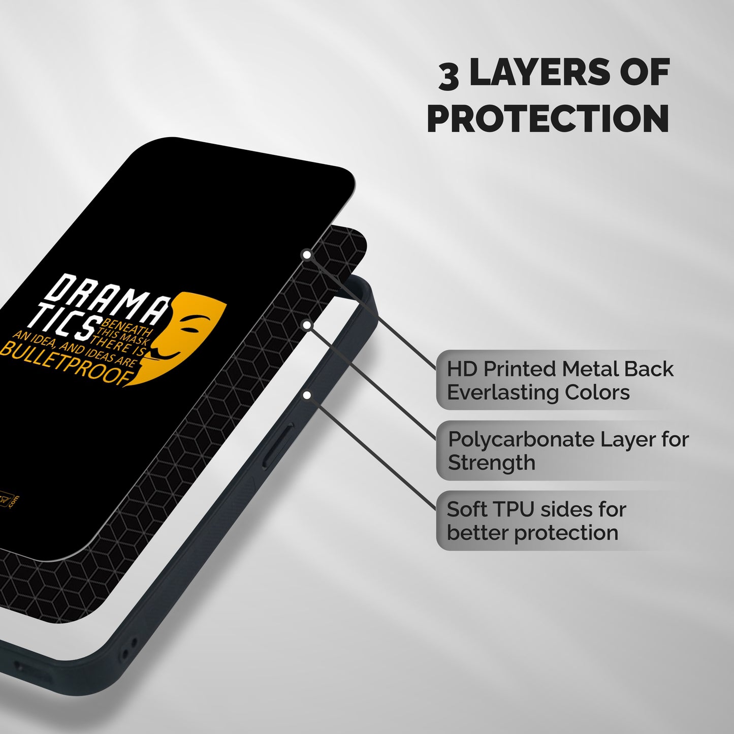 Dramatics Shockproof Hybrid Protection (Metal + TPU) Back Case Cover