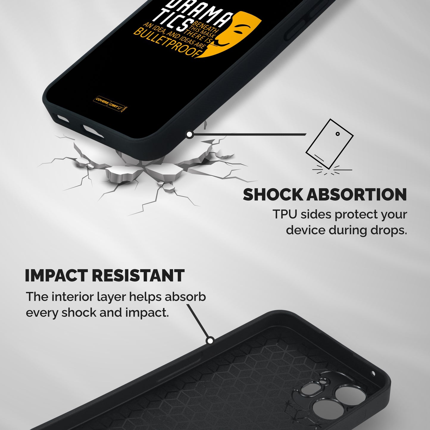 Dramatics Shockproof Hybrid Protection (Metal + TPU) Back Case Cover