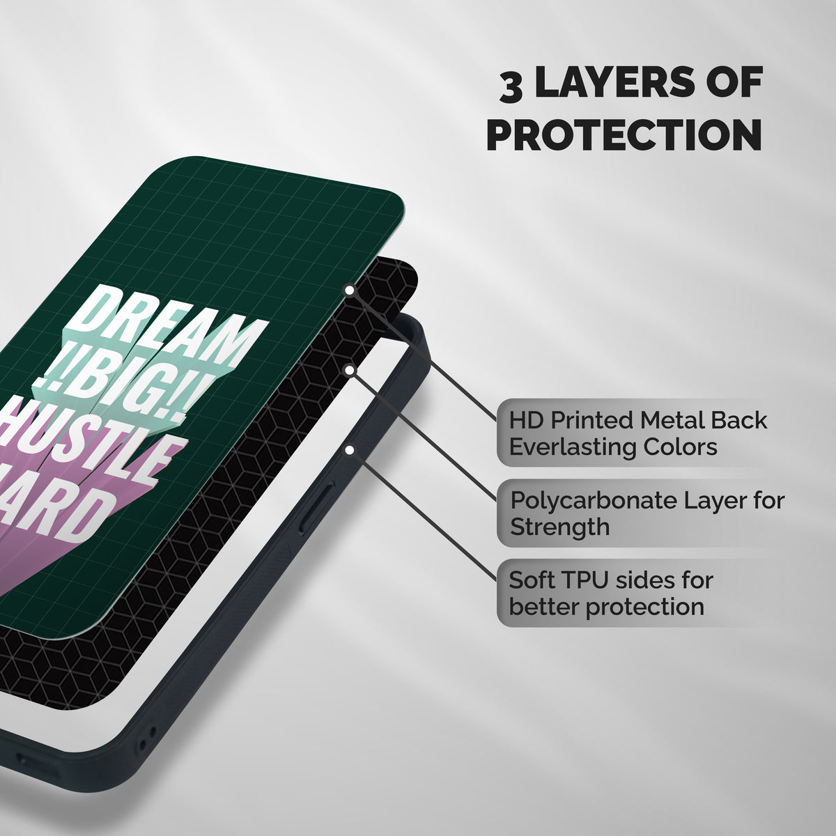 Dream Bigger Shockproof Hybrid Protection (Metal + TPU) Back Case Cover
