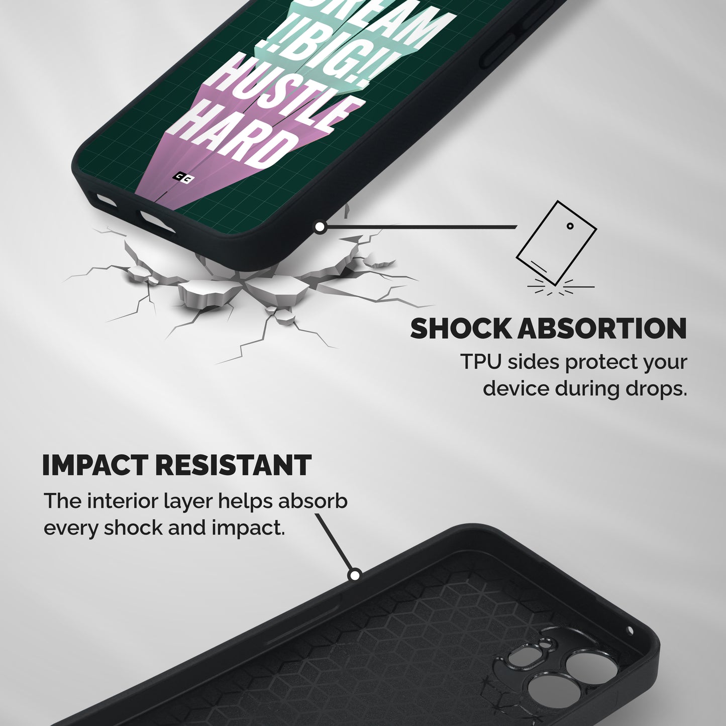 Dream Bigger Shockproof Hybrid Protection (Metal + TPU) Back Case Cover