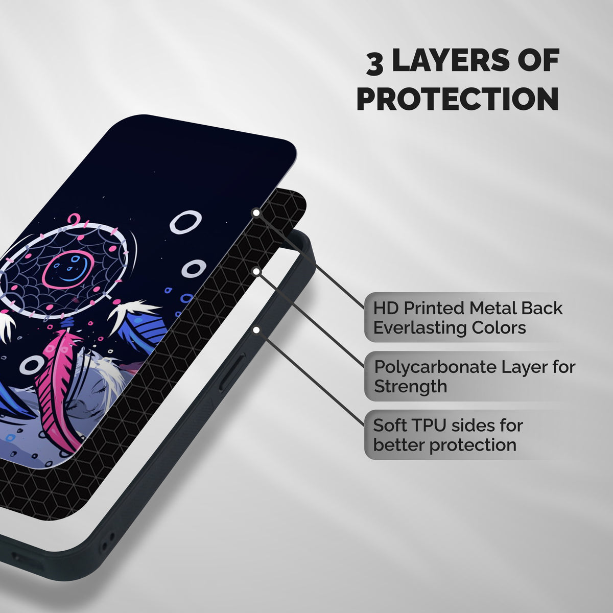 Dream Catcher Minimal Shockproof Hybrid Protection (Metal + TPU) Back Case Cover