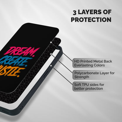 Dream Create Hustle Shockproof Hybrid Protection (Metal + TPU) Back Case Cover
