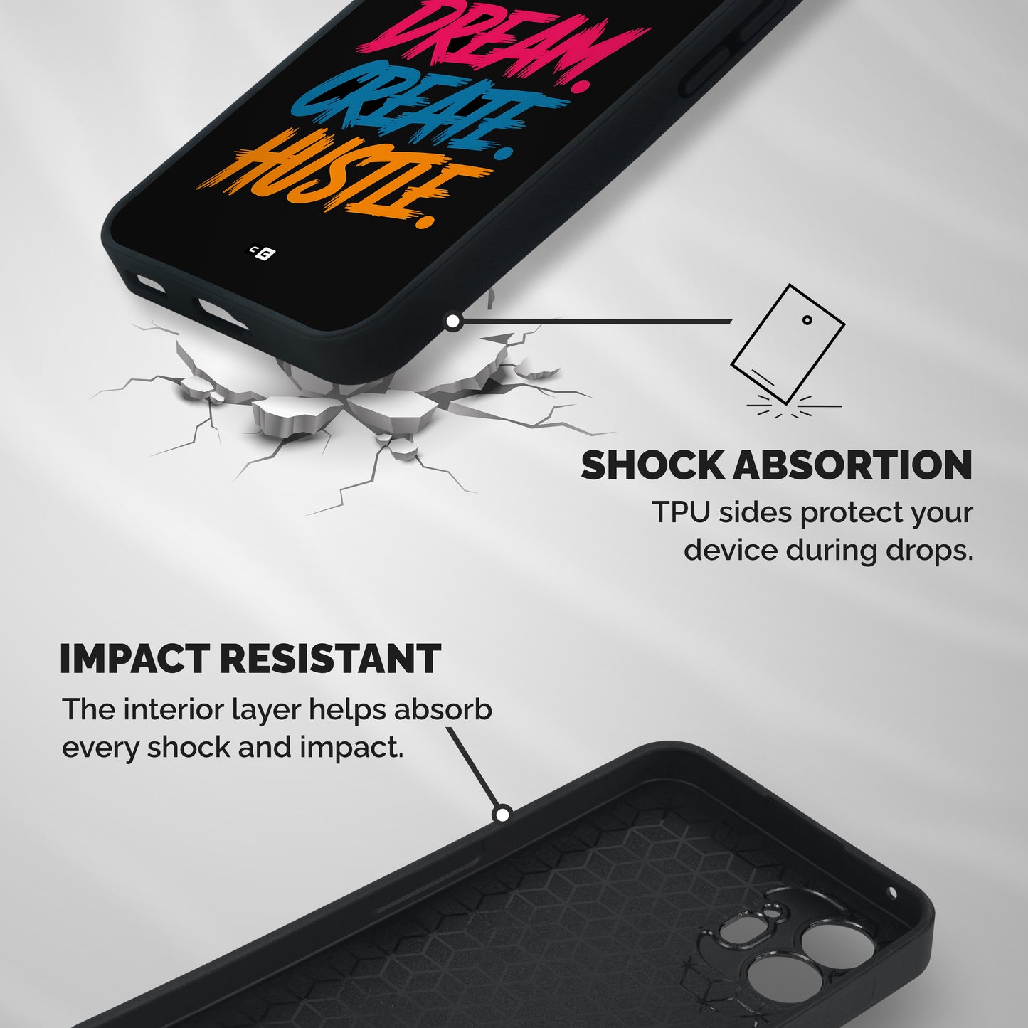 Dream Create Hustle Shockproof Hybrid Protection (Metal + TPU) Back Case Cover