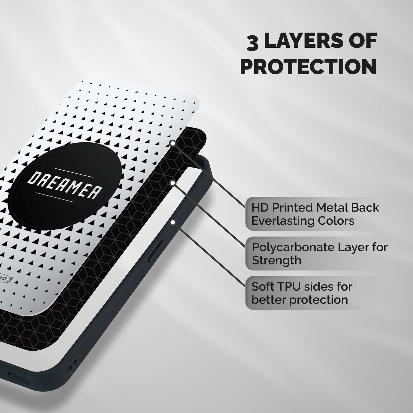Dreamer Minimalist Shockproof Hybrid Protection (Metal + TPU) Back Case Cover