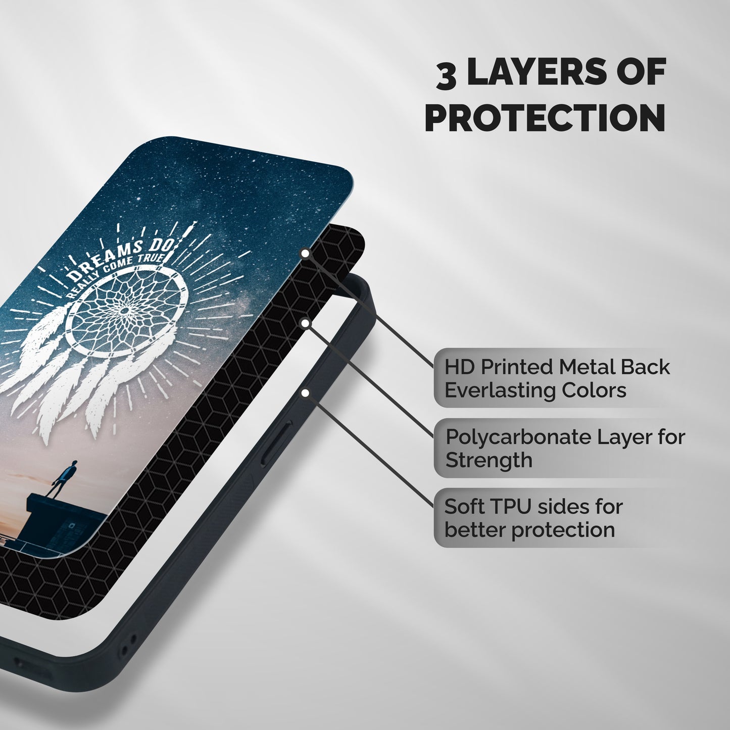 Dreams Do Come True Shockproof Hybrid Protection (Metal + TPU) Back Case Cover