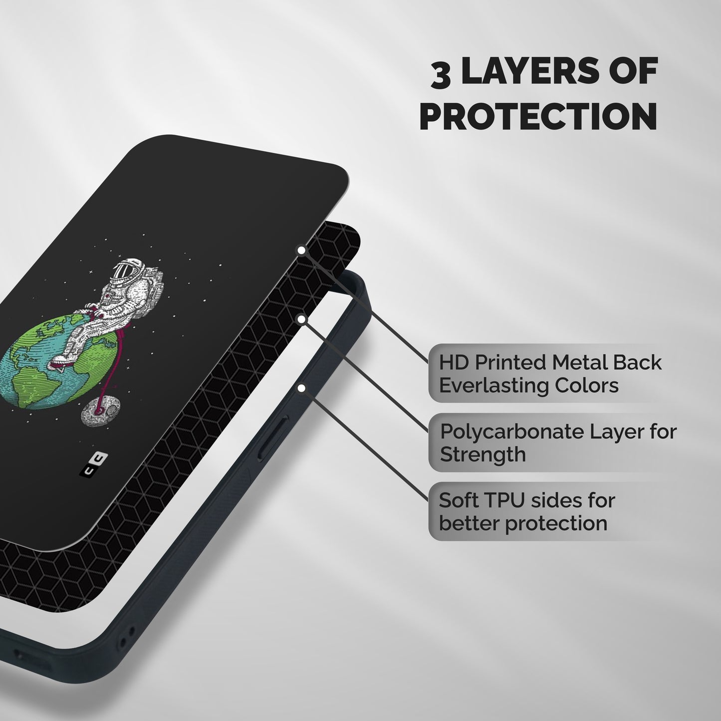 Earth Space Doodle Shockproof Hybrid Protection (Metal + TPU) Back Case Cover