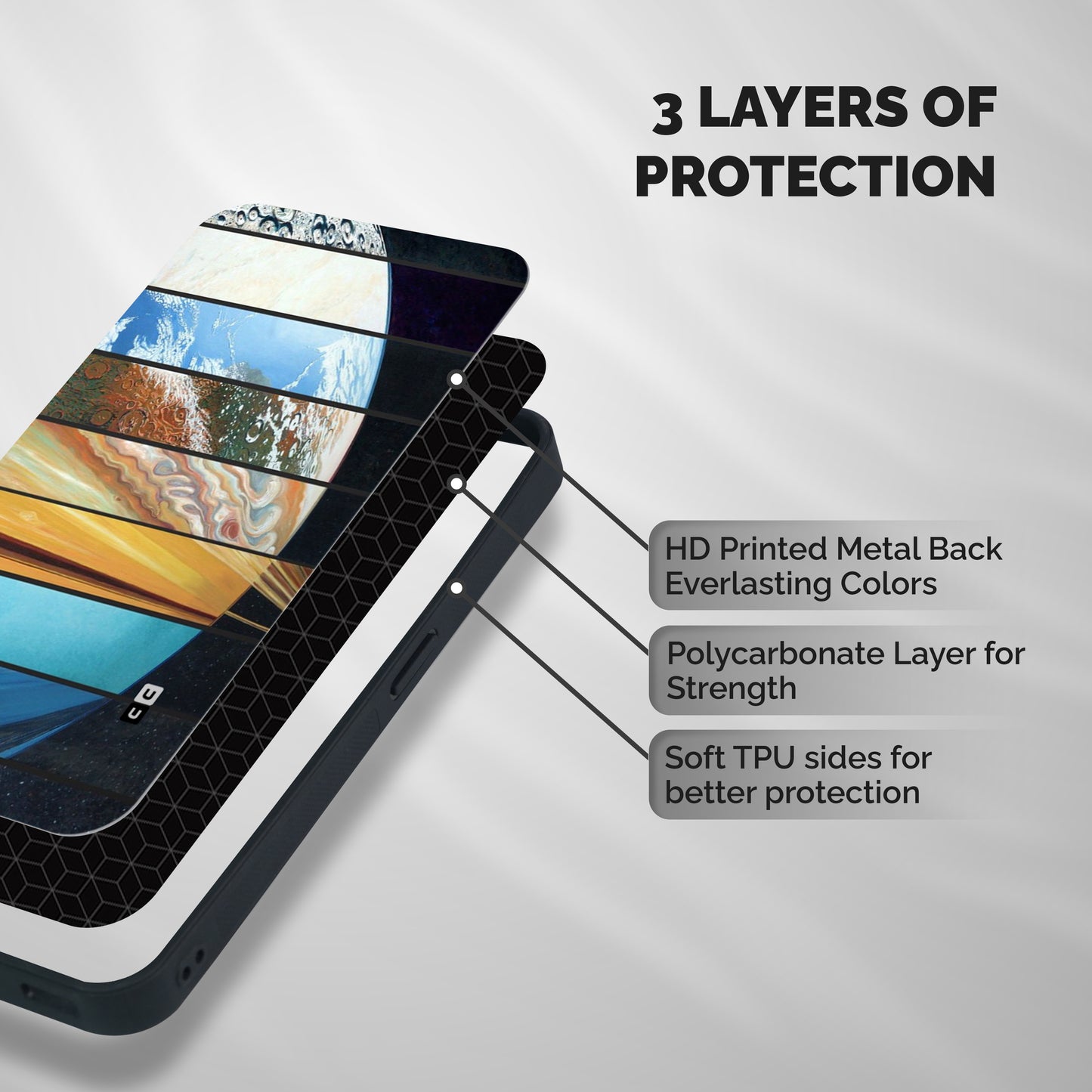 Earthly Design Shockproof Hybrid Protection (Metal + TPU) Back Case Cover