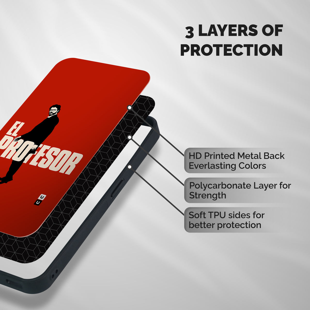 El Profesor Minimalist Shockproof Hybrid Protection (Metal + TPU) Back Case Cover