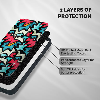 Electric Color Design Shockproof Hybrid Protection (Metal + TPU) Back Case Cover
