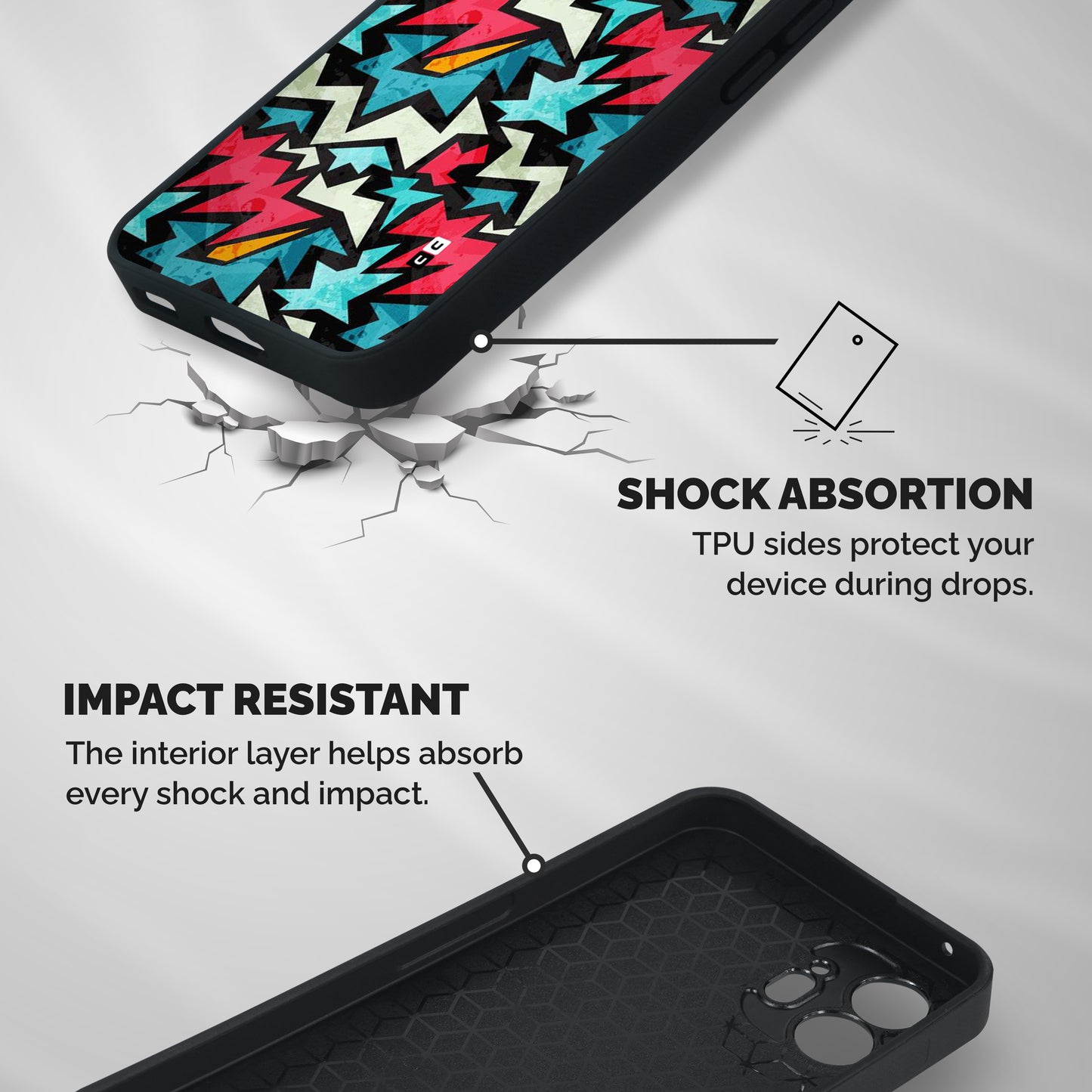 Electric Color Design Shockproof Hybrid Protection (Metal + TPU) Back Case Cover