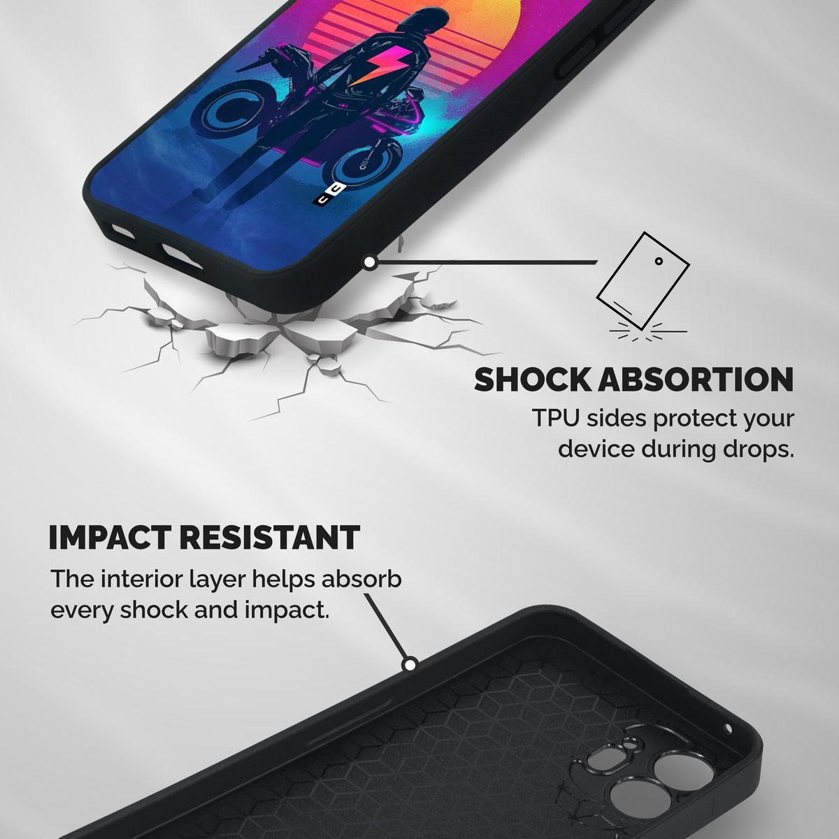 Electric Ride Shockproof Hybrid Protection (Metal + TPU) Back Case Cover